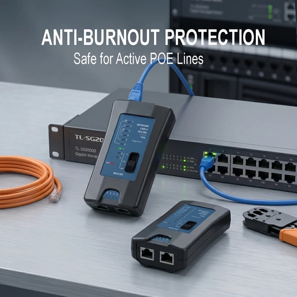 Network Cable Tester & Crimping Tool | PoE Live Switch Testing | RJ45/RJ11 Line Finder - Thumbnail 4