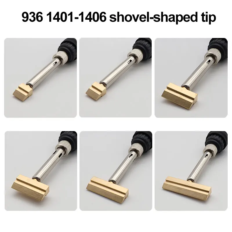 936 soldering iron with T-scraper spatula tip for rapid heating welding and soldering tasks, includes multiple tip options.