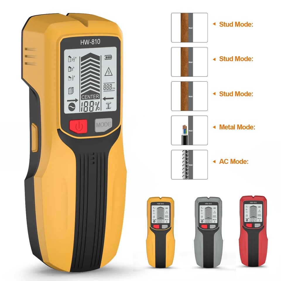 6-in-1 Digital Stud Finder | 80mm Deep Scan | Wood, Metal & AC Wire Detection - Thumbnail 3