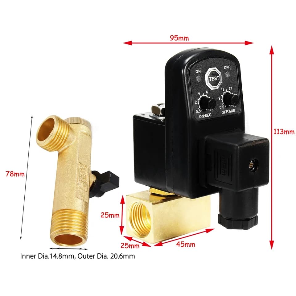 Lockshield Drain Off Valve | Timed Electronic | 1/2 Air Tank - Thumbnail 3
