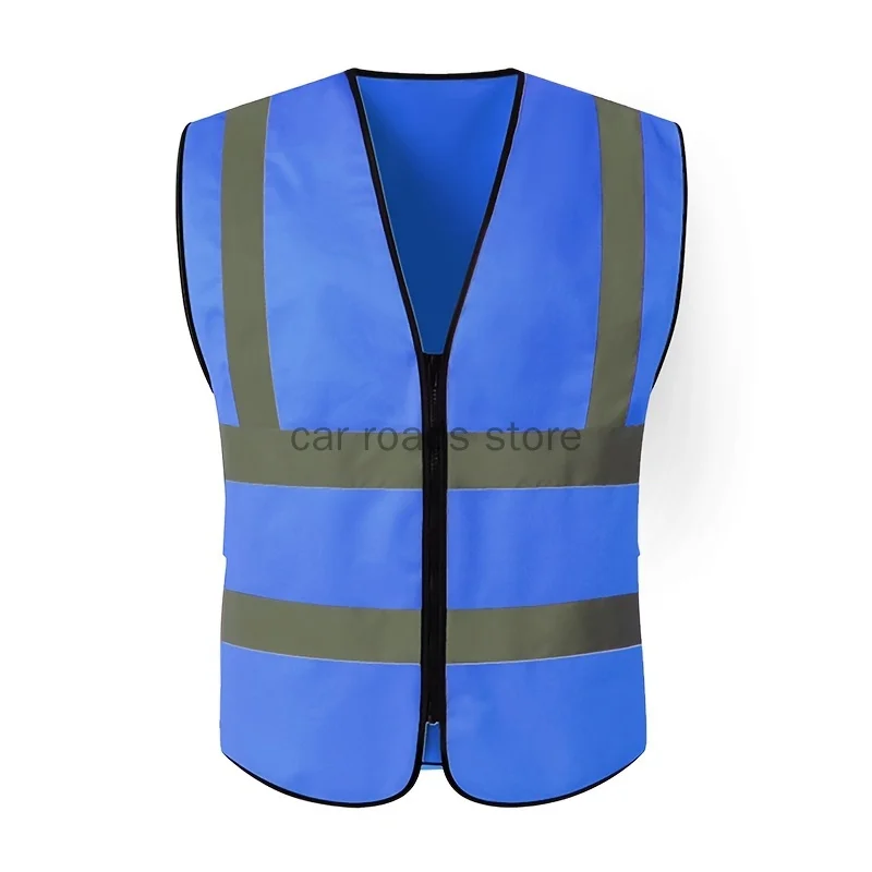 Vis Vest | Zipper Front with Reflective Strips | Neon Construction Safety - Thumbnail 6
