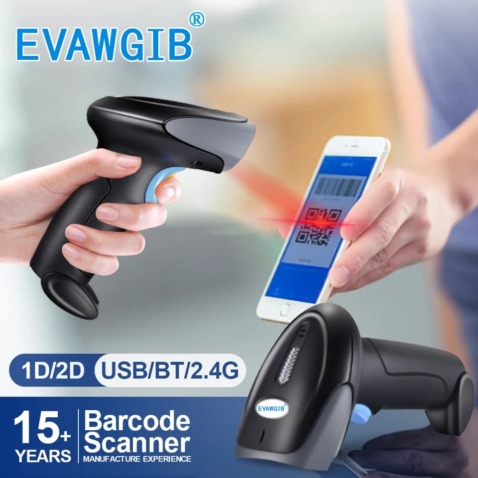 Handheld Barcode Scanner | Wired & Wireless 1D/2D QR | For POS & Inventory - Thumbnail 3