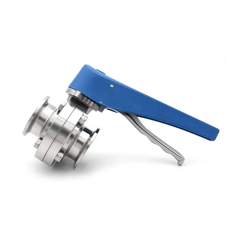 3/4" lockshield valve, stainless steel with blue handle, on white background.