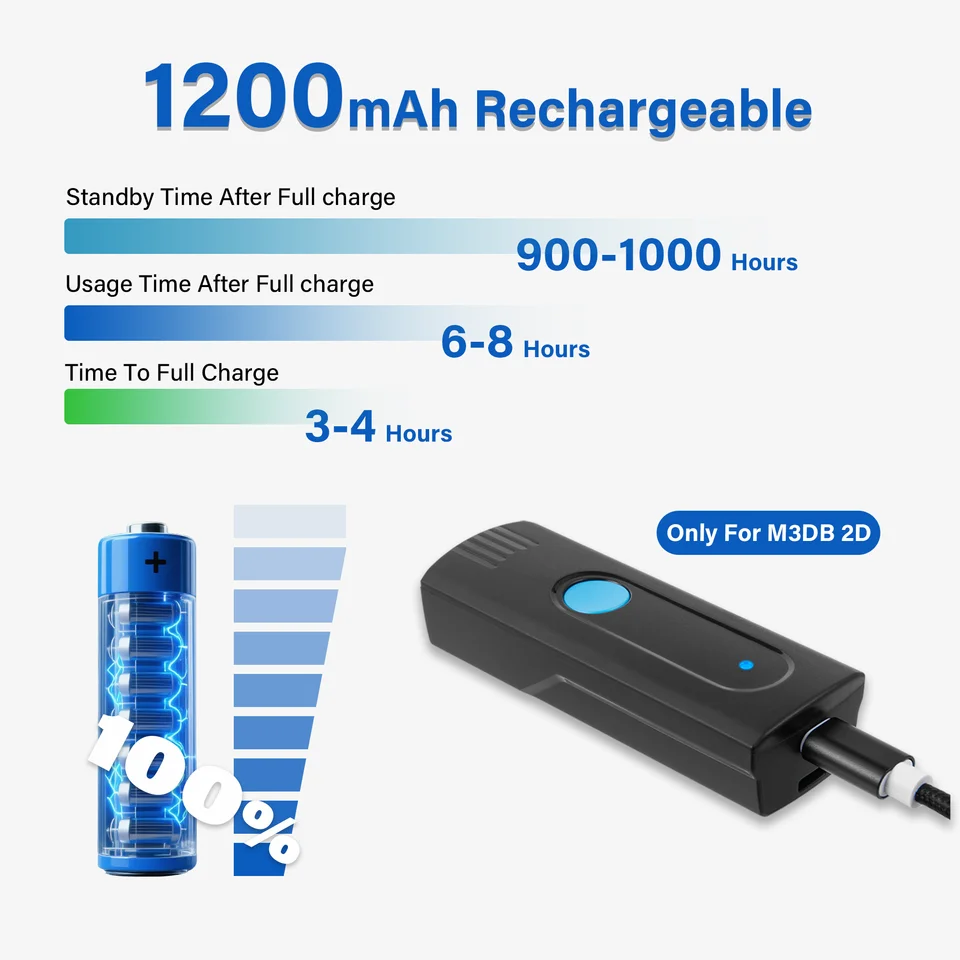 Mini Barcode Scanner | Wireless Bluetooth & Storage | iOS, Android, Windows Compatible - Thumbnail 5
