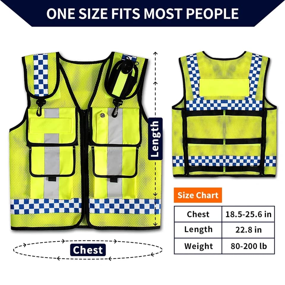 Hi Vis Vest | Breathable Mesh Multi-Pocket | Adjustable Workwear - Thumbnail 2