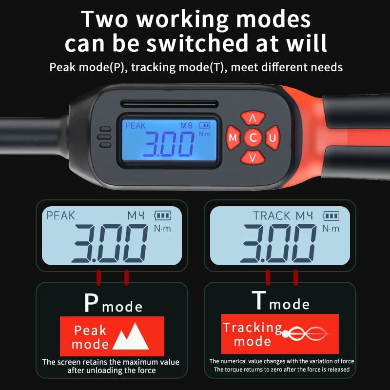 Digital Torque Wrench 1-340N.m | 2% Accuracy | LED/Buzzer Alerts for Automotive - Thumbnail 3