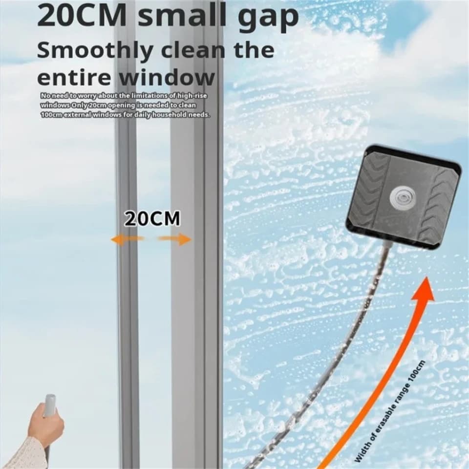 High Window Cleaning Kit | Double-Sided Glass Wiper | Extended Reach Pole - Thumbnail 6