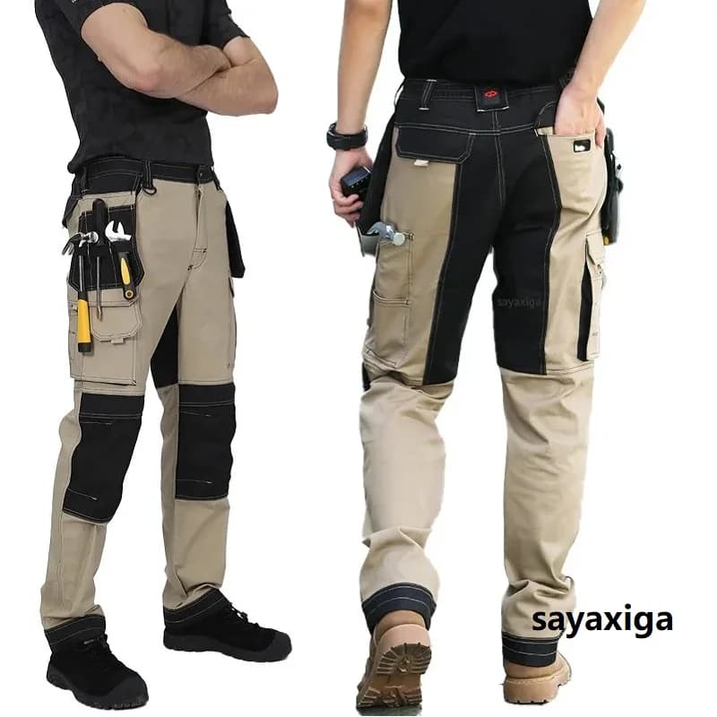Knee Pads Work Trousers | Multi-Pocket Cargo | Men's Outdoor Workwear - Thumbnail 2