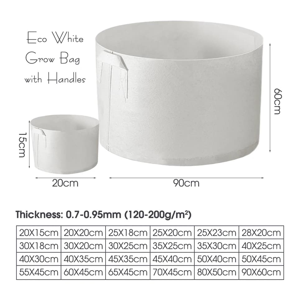 White Plant Grow Bags | Aeration Fabric Pot | Root Control Planters - Thumbnail 3