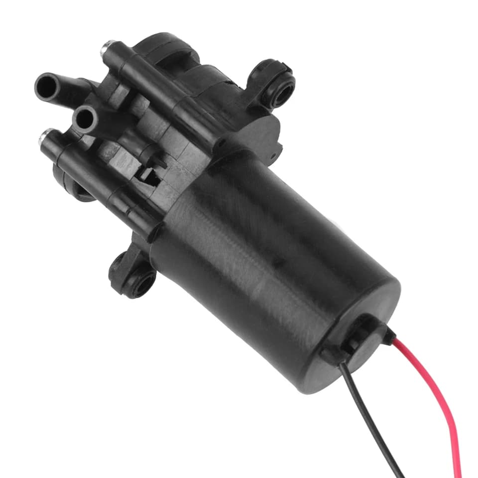 ZC-A250/A210 Condensate pump, black with red and black wires on white.