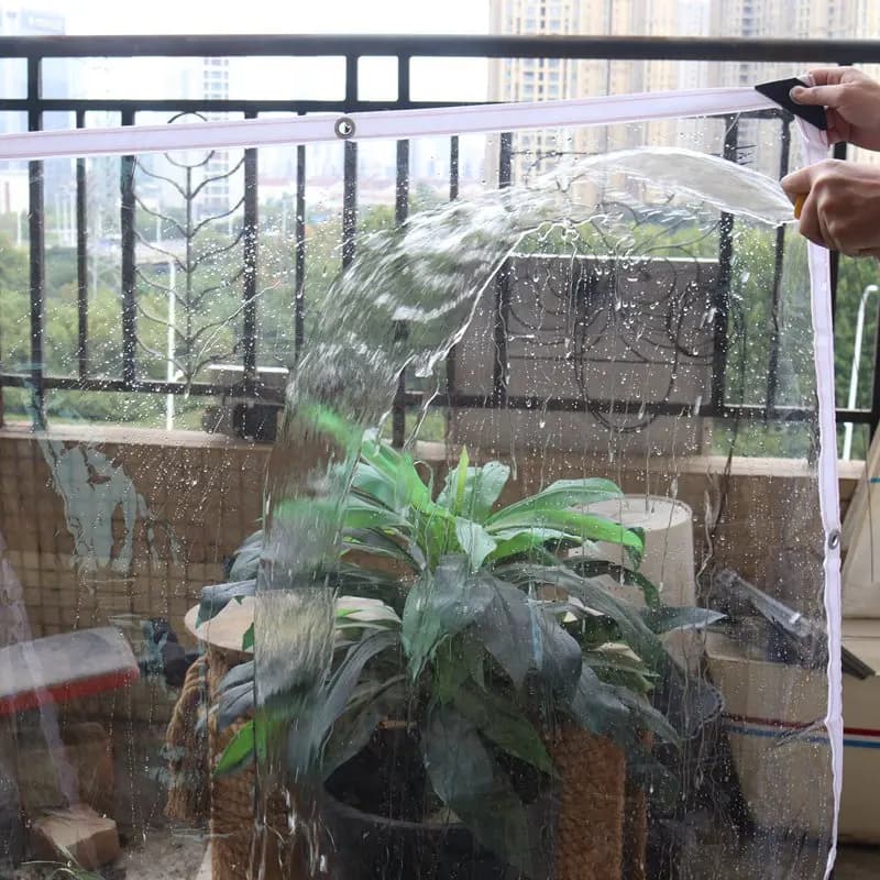 Heavy Duty Clear PVC Tarpaulin | Rainproof Winter Protection | Gazebo & Pergola Cover - Thumbnail 6