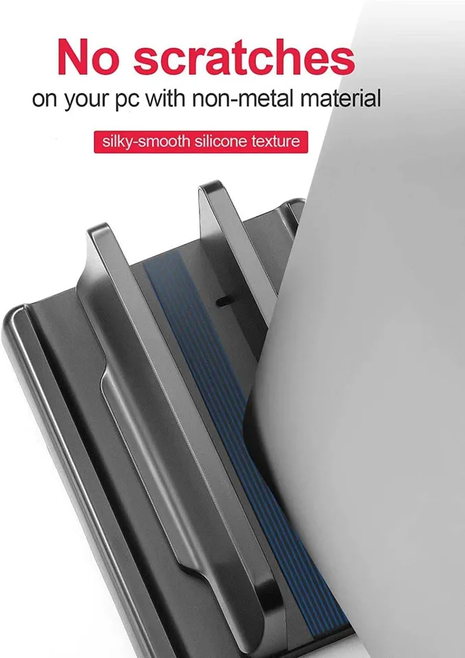 Dual Vertical Laptop Stand | Adjustable ABS Plastic | Space-Saving for Laptops & Tablets - Thumbnail 5