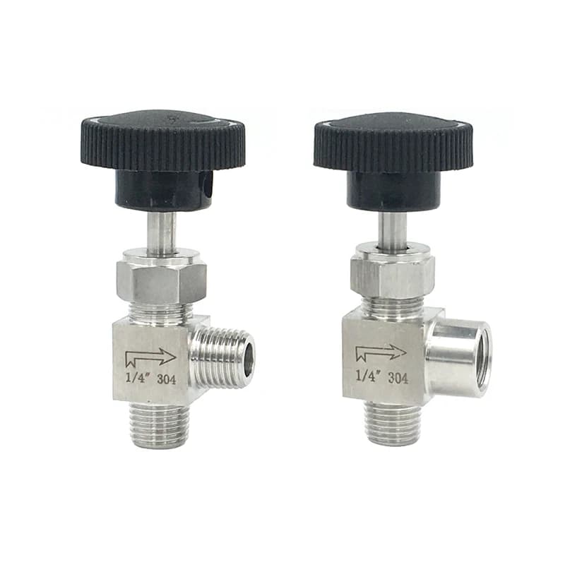 304 SS Elbow Male Female Needle Valve | 90° Flow Control | Water, Gas, Oil - Thumbnail 2
