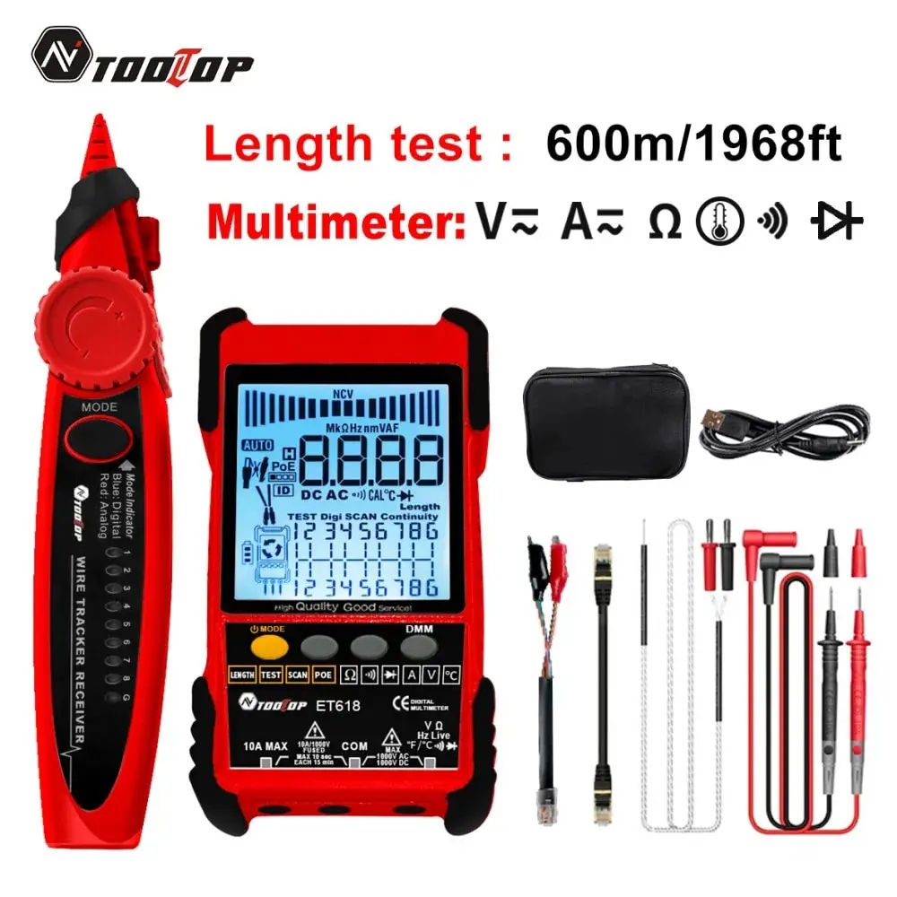 Network Cable Tester | POE & LAN Tracking | 400M/600M Length Measurement