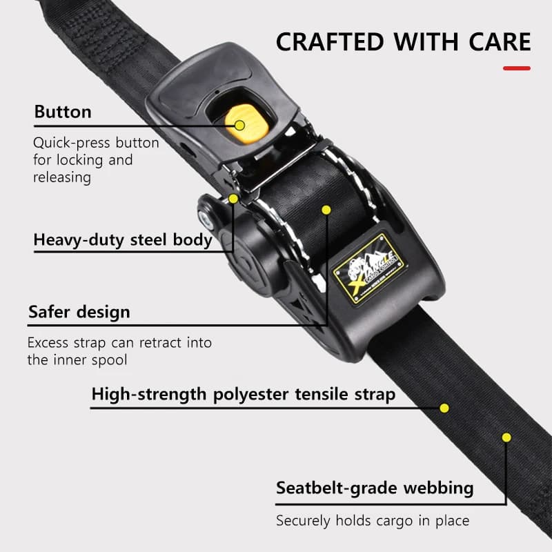 Heavy Duty Automatic Ratchet Strap | 3.3m Quick Release | 680kg S-Hook Tie Down - Thumbnail 4
