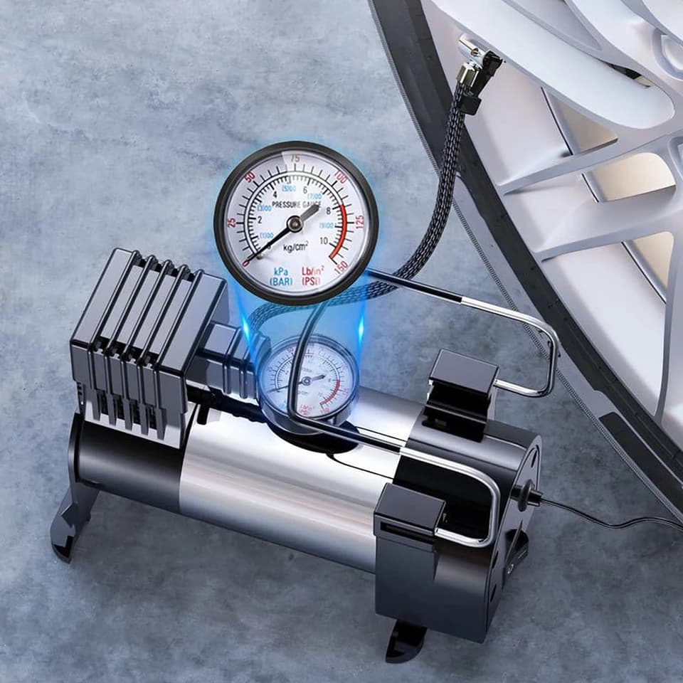 Heavy-Duty Tyre Inflator | 12V 150PSI Metal Compressor | Digital Gauge - Thumbnail 2