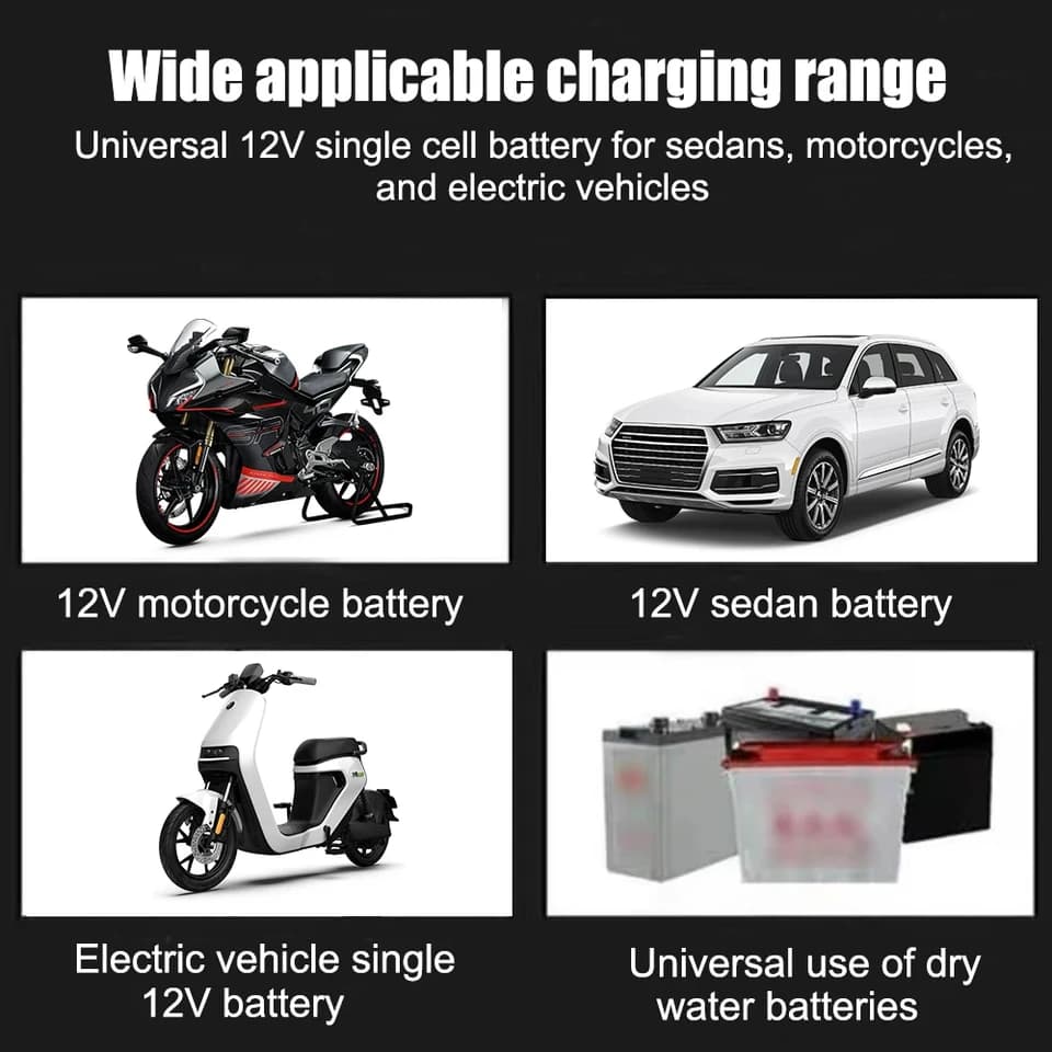 12V Car Battery Charger | 2A Pulse Repair for Moto & Truck | LED Display - Thumbnail 5