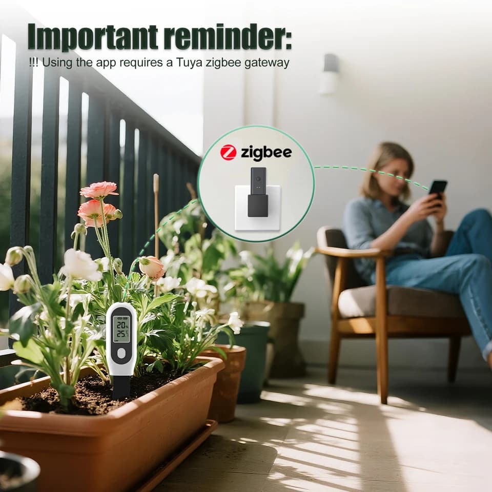 Zigbee Soil Moisture Meter | Temp & Humidity LCD Display | Smart App Control for Plants - Thumbnail 7