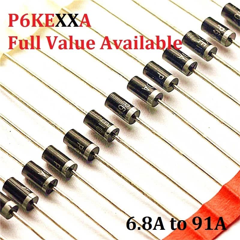 TVS Diode Assortment | P6KE Series (6.8A-24A) | Surge Protection Components