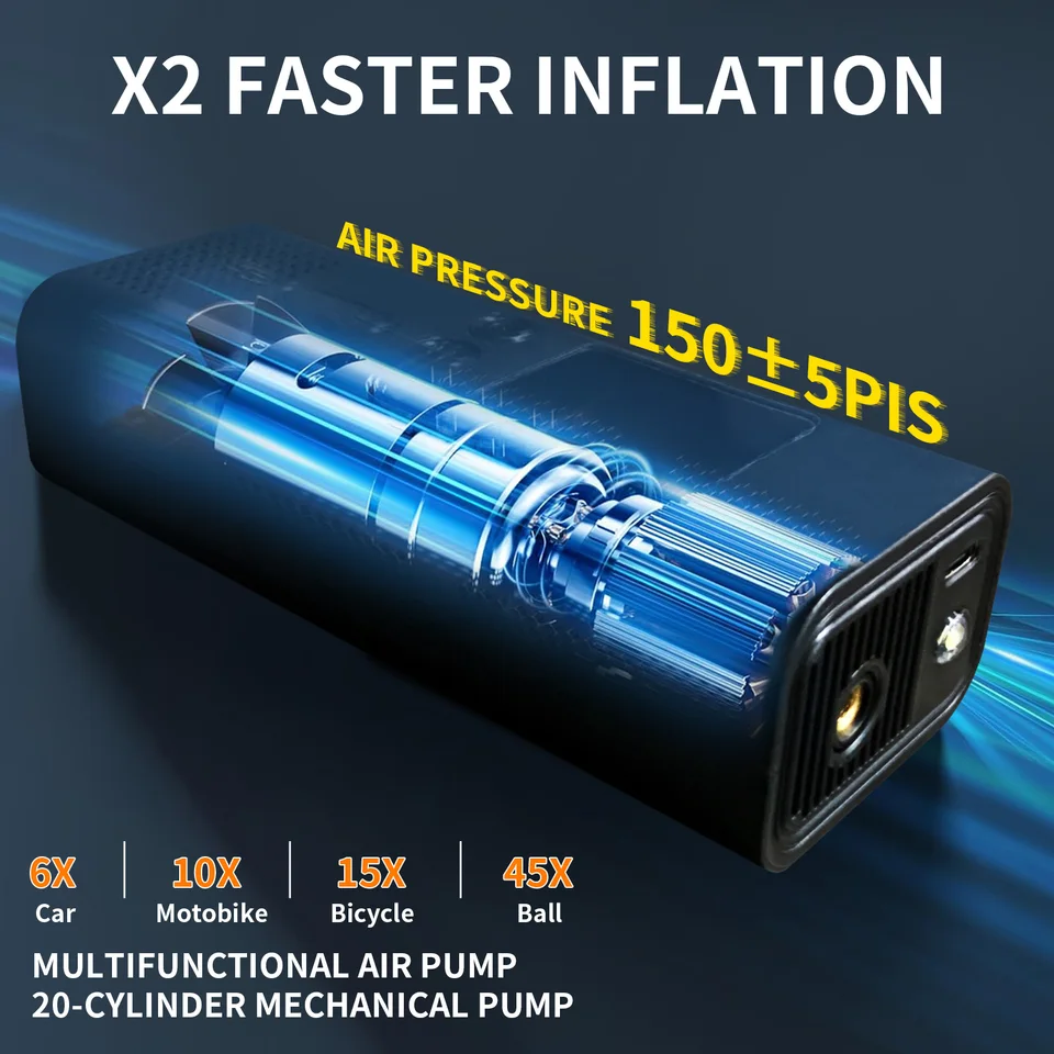 Tyre Inflator | 150 PSI Wireless Pump | Digital Display & LED - Thumbnail 7