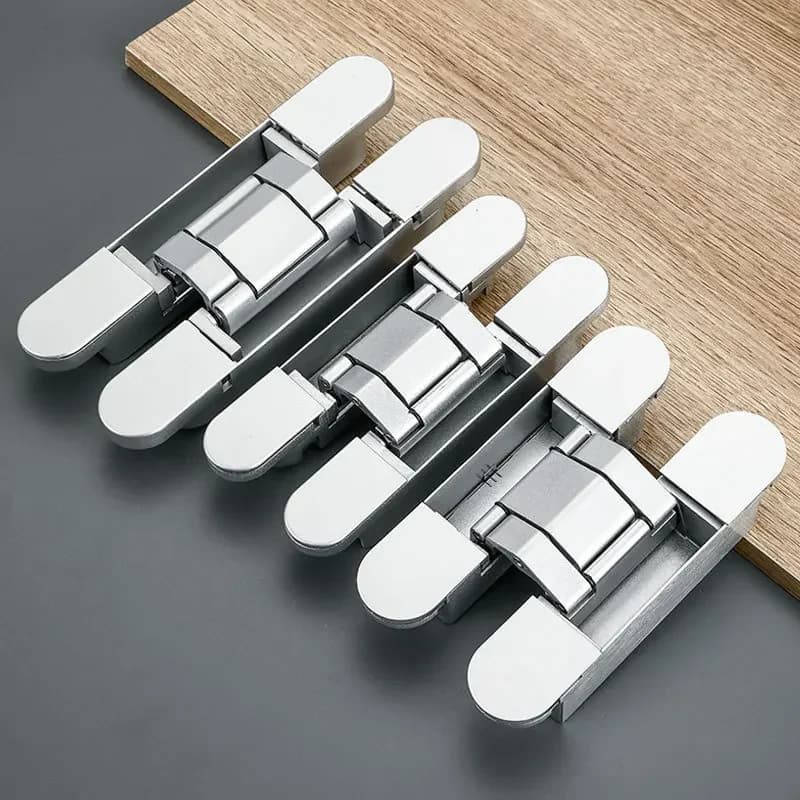 Invisible Gate Hinges | 3D Adjustable Bearing | Bright Chrome Zinc Alloy - Thumbnail 2
