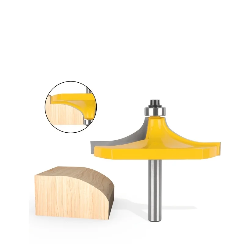 Router bits: single bit and wood profile it creates, on white background.