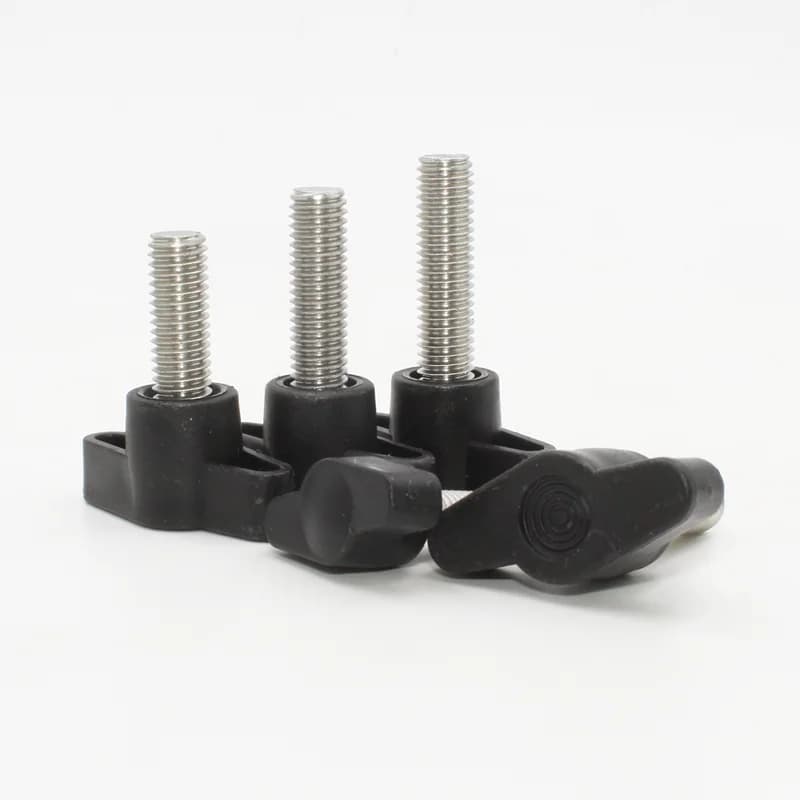 Set of T-handle screws with bakelite or plastic heads, in M4 to M8 sizes, made from 304 stainless steel.