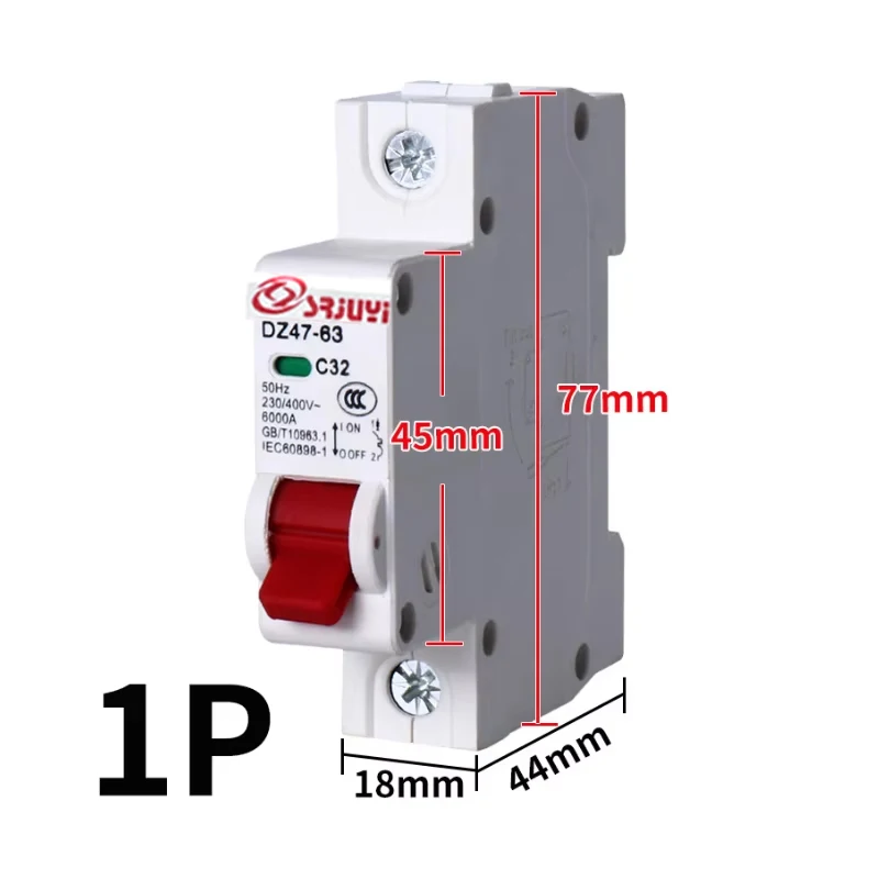 C Type Miniature Circuit Breaker | 400V 6A-63A | 35mm DIN Rail Mount - Thumbnail 2