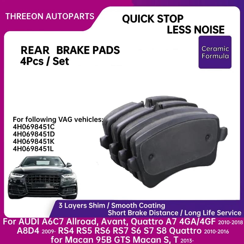 Ceramic Brake Pads for Audi A6 A7 RS6 | Low-Dust | 4H0698451A Set - Thumbnail 5