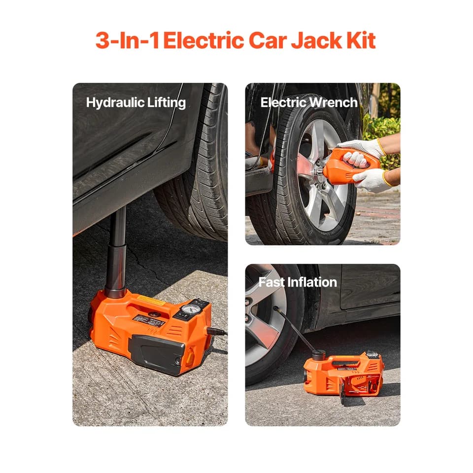 Car Jack for Changing Tires | Built-In 12V Air Inflator | 5 Ton Lift - Thumbnail 2