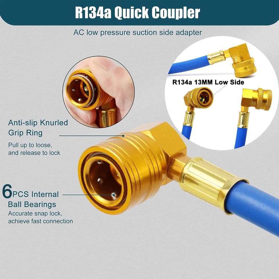 AC Recharge Kit for R134A | Low Pressure Gauge | 1/2 ACME Can Tap Valve - Thumbnail 5