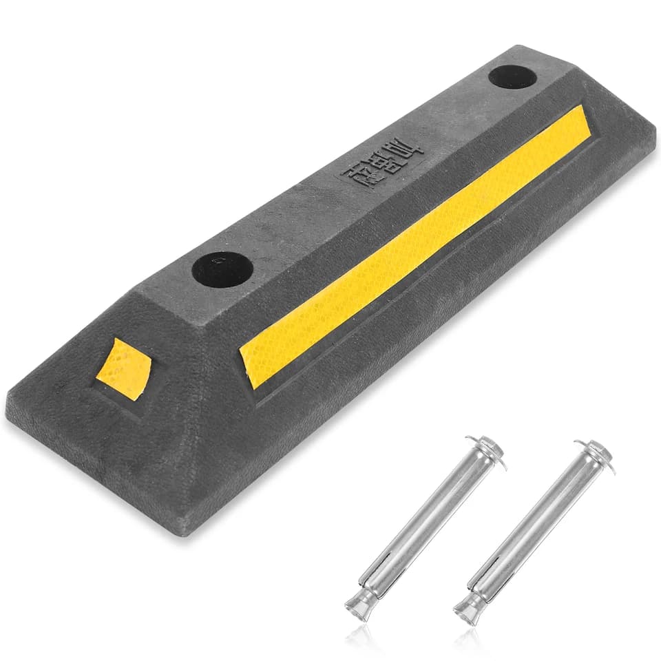 Heavy-Duty Rubber Wheel Chocks | Garage Parking Guide | Tire Stopper Set - Thumbnail 6