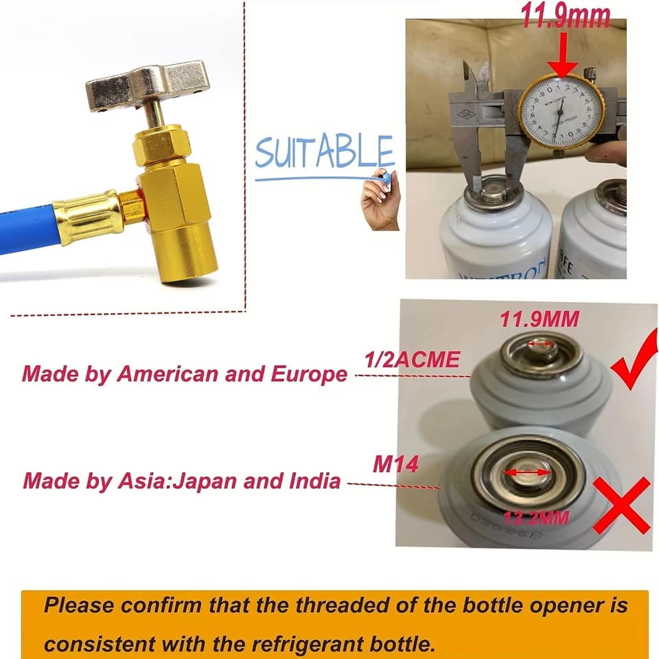 AC Recharge Kit Hose with Gauge | R134A Can Tap | 90° Low Side Coupler - Thumbnail 6