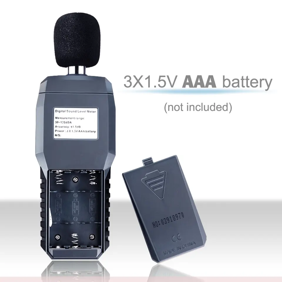 Digital Decibel Meter | 30-130dB LCD Backlight | Noise Meter with Thermometer - Thumbnail 6