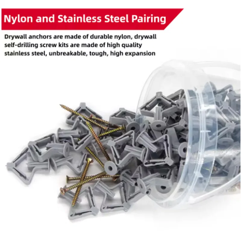 Fixings Kit | 100pc Hollow Wall Butterfly Anchors & Screws - Thumbnail 6
