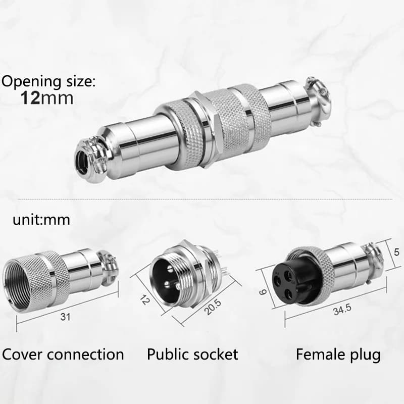Tap Connector | GX12 Aviation Plug & Socket | 2-7 Pin 12mm Set - Thumbnail 6