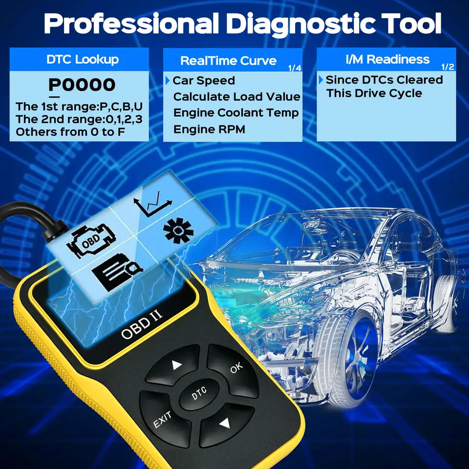OBD2 Scanner | Engine Code Reader with Reset | Enhanced EOBD Car Scan Tool - Thumbnail 3