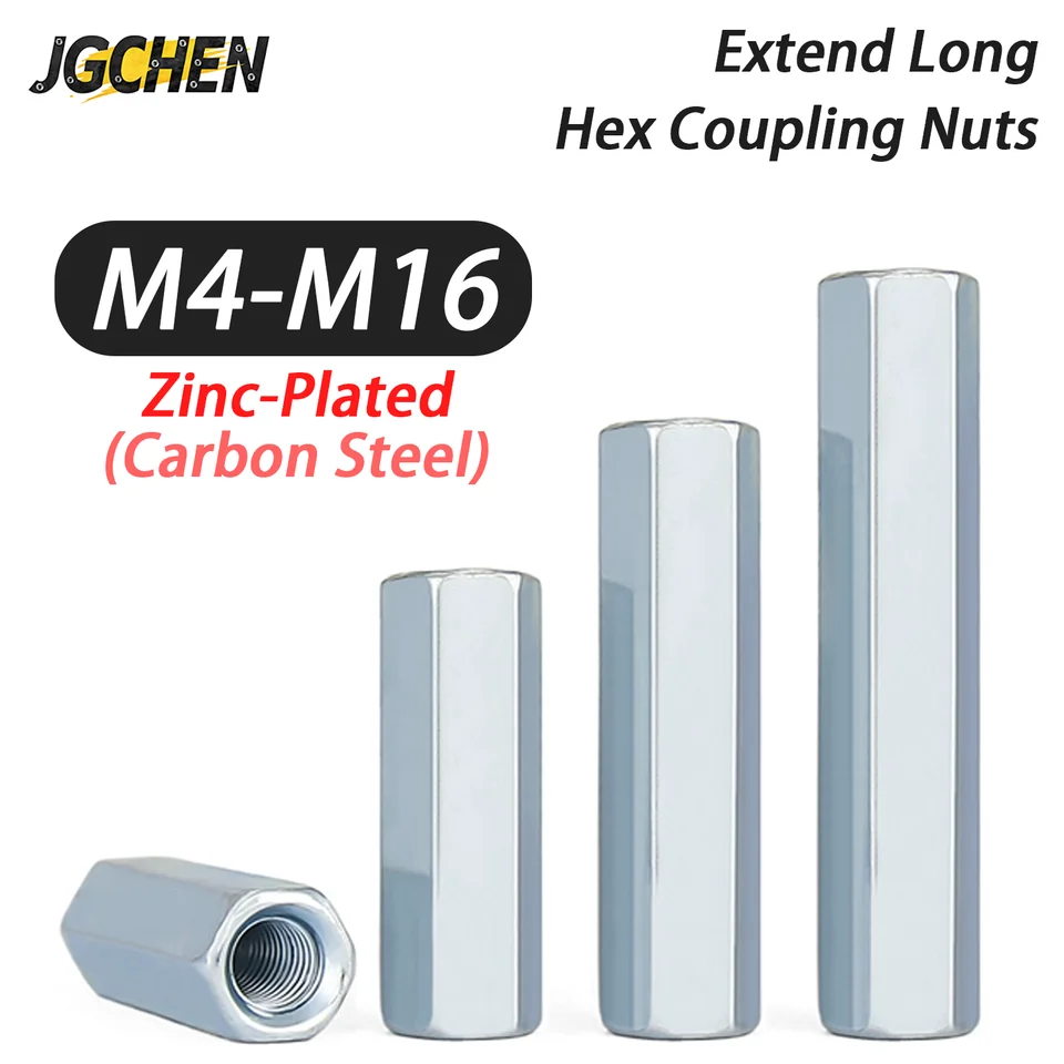 M4-M16 Zinc Plated Hex Coupling Nut | Standoff Rod Connector | For Ladder Standoffs & Gutters - Thumbnail 2
