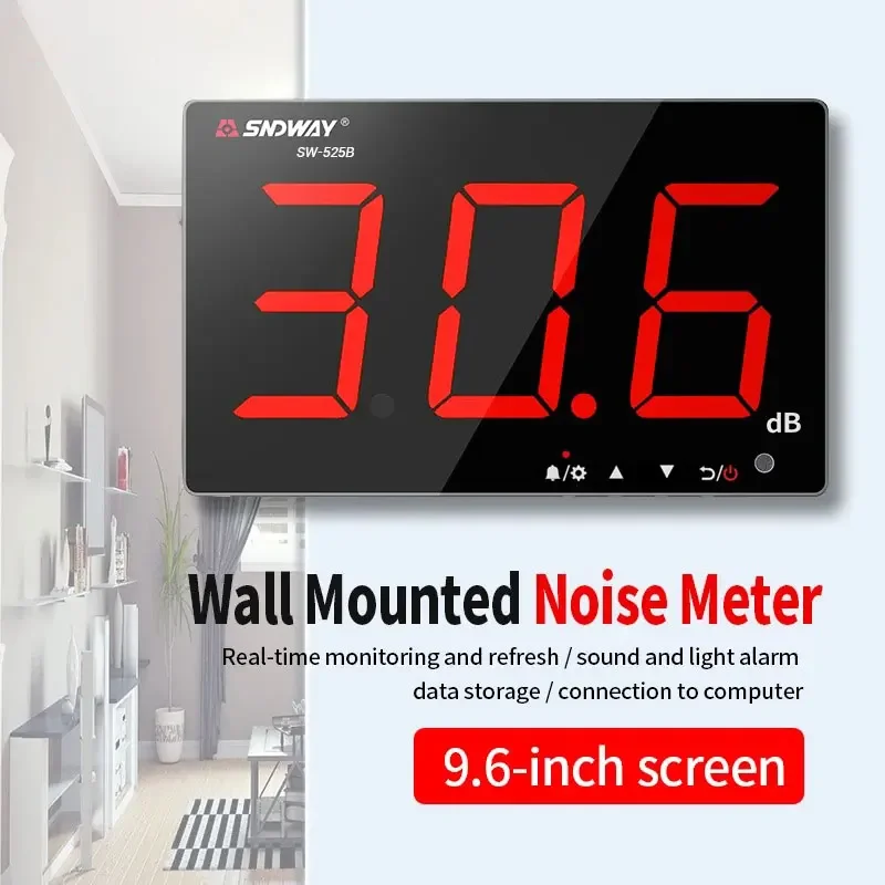 SNDWAY SW-525A/B/G Decibel Meter | Wall Mount/Handheld 130dB | Data Storage - Thumbnail 4