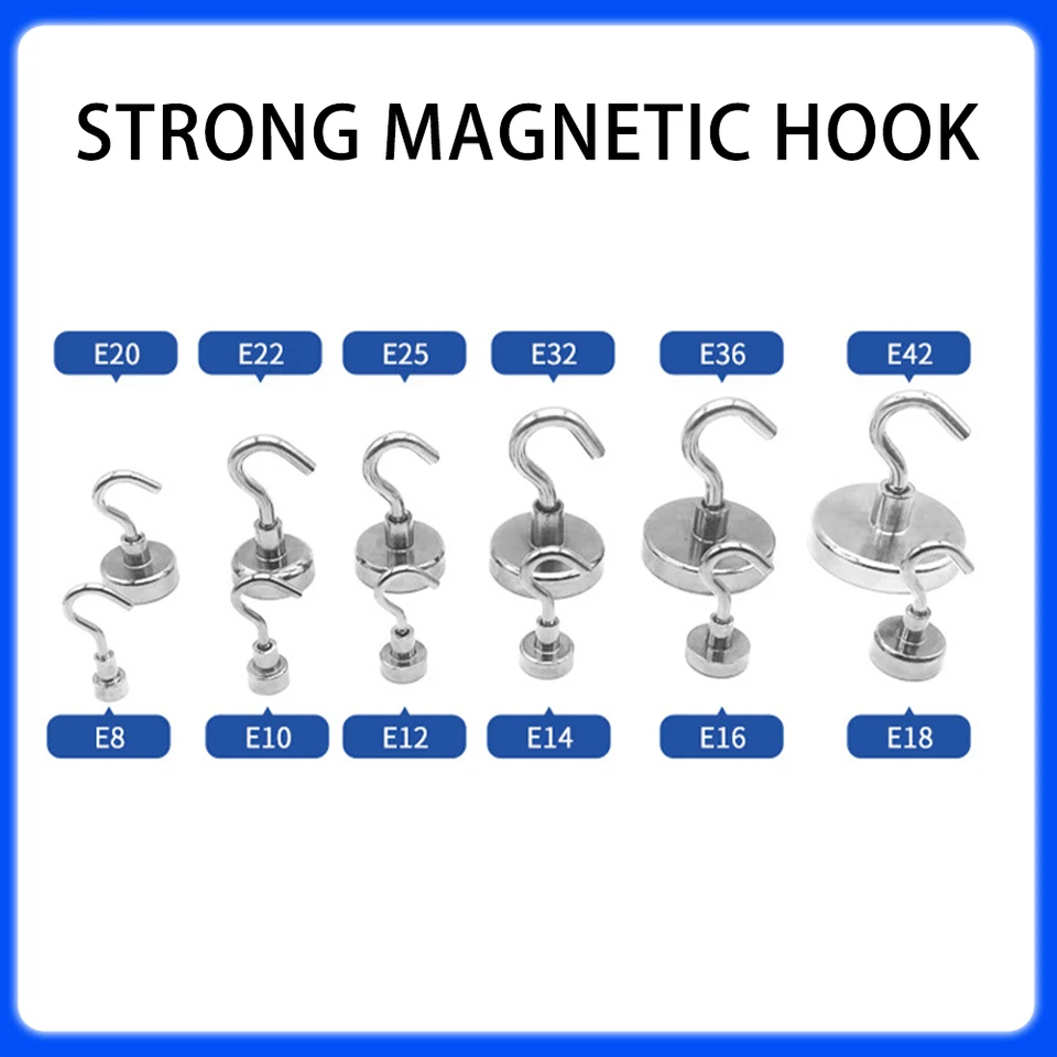 E8-E60 Magnetic Hooks for Garment Hanging Rail | Heavy Duty Load Bearing | Multi-Purpose Storage - Thumbnail 7