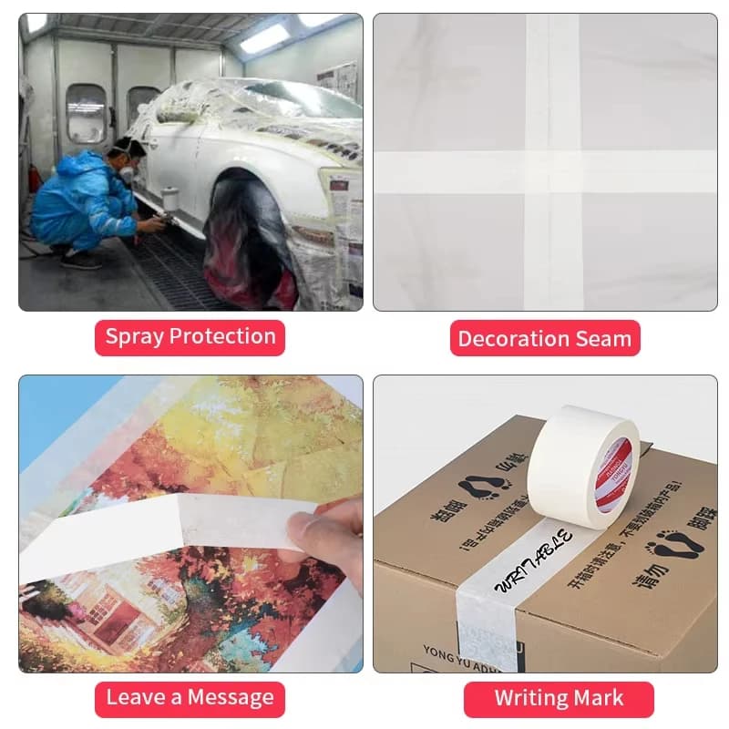 Masking Tape 50m White | Self-Adhesive Crepe Paper | Car Spray Paint & Decoration - Thumbnail 4