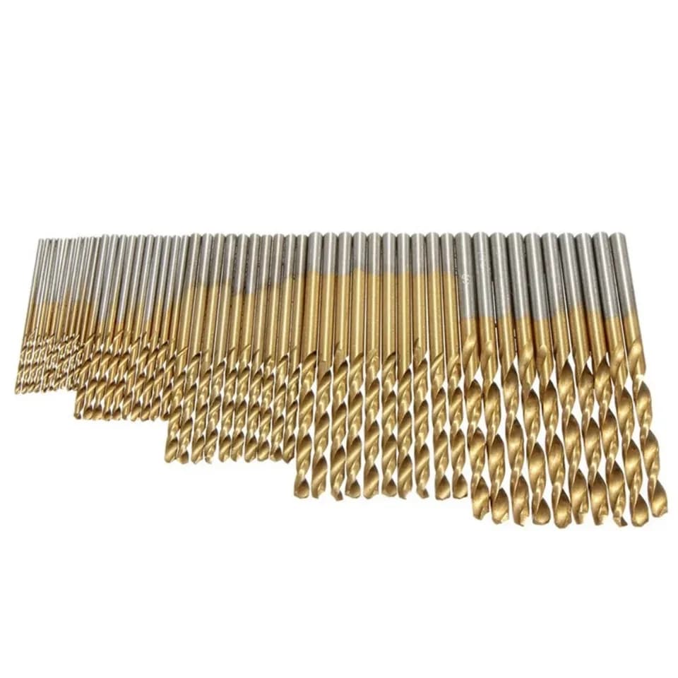 50pc HSS Titanium Drill Bit Set | Straight Shank | For Handheld Drills