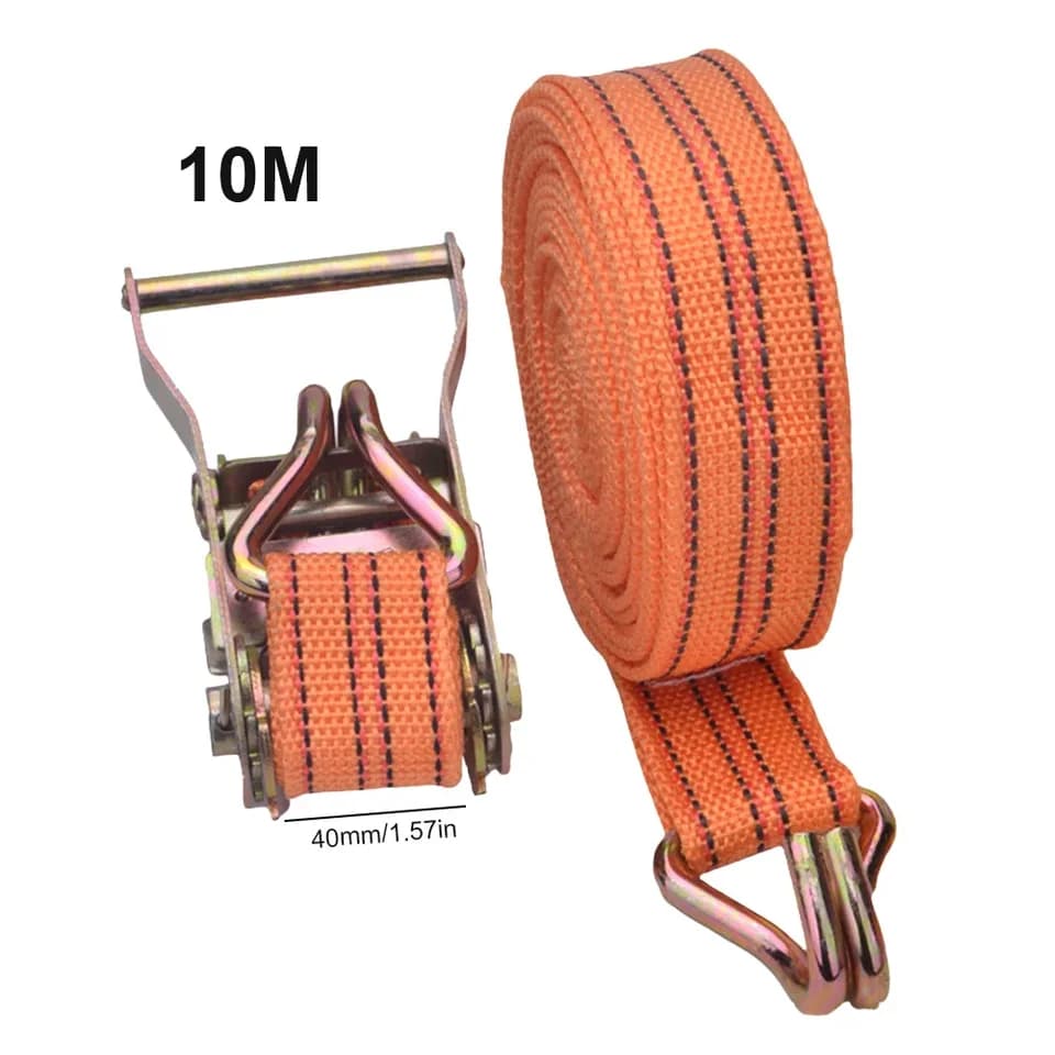 40mm Ratchet Tie Down Straps Heavy Duty | 6/8/10M Truck Strapping | Secure Fastening Tow Strap - Thumbnail 2
