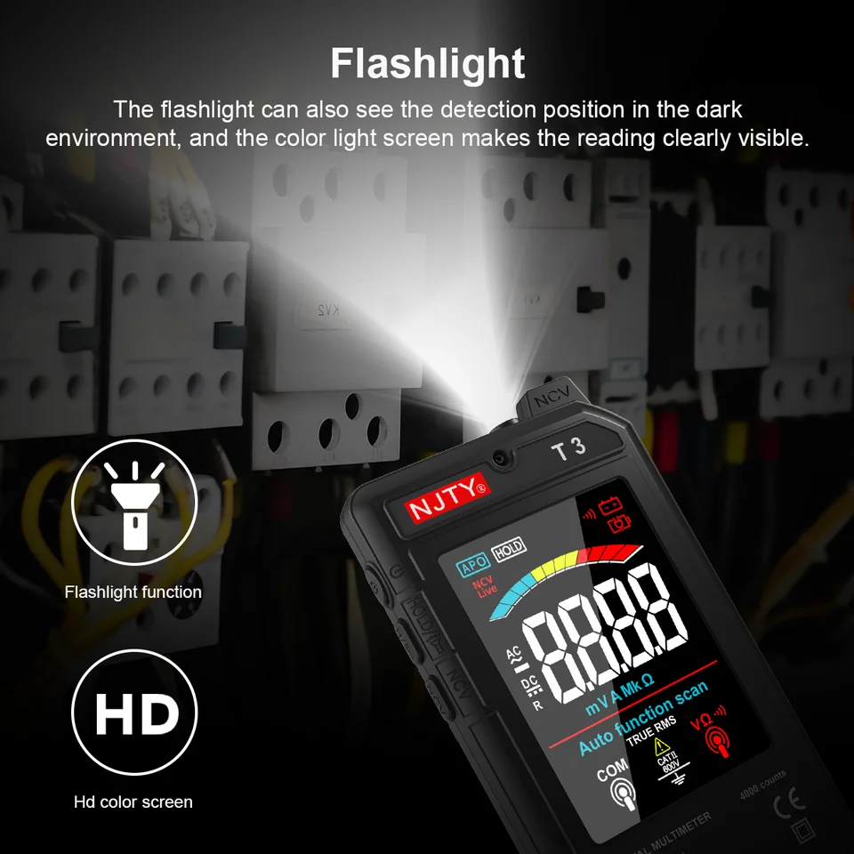 T3 Mini Digital Multimeter | USB Rechargeable, 4000 Counts | Auto Ranging, NCV - Thumbnail 7