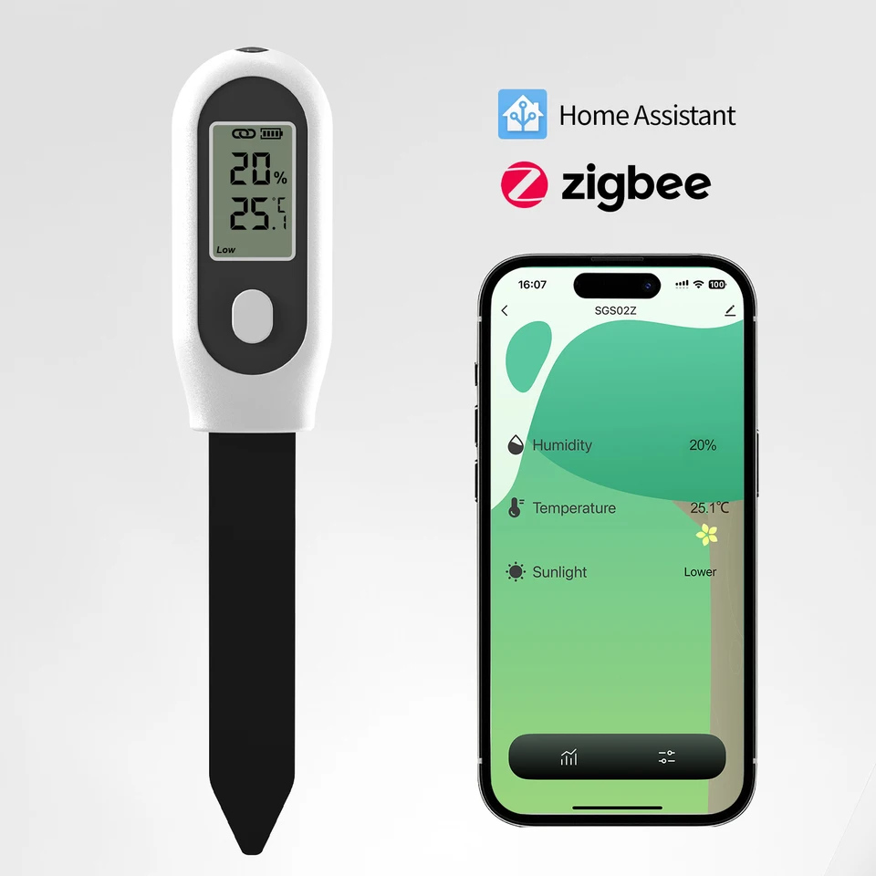 Zigbee Soil Moisture Meter | Temp & Humidity LCD Display | Smart App Control for Plants - Thumbnail 2