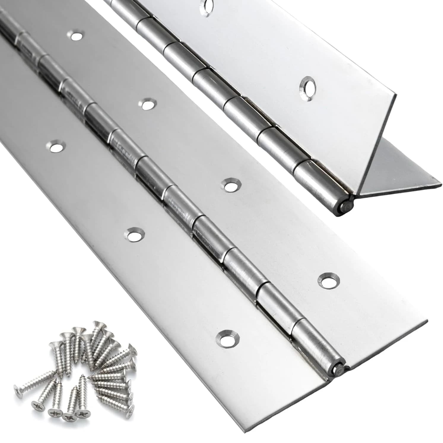 Duty 304 Stainless Steel Piano Hinges | 6in-20in Continuous Hinge | 2pcs for Cabinet