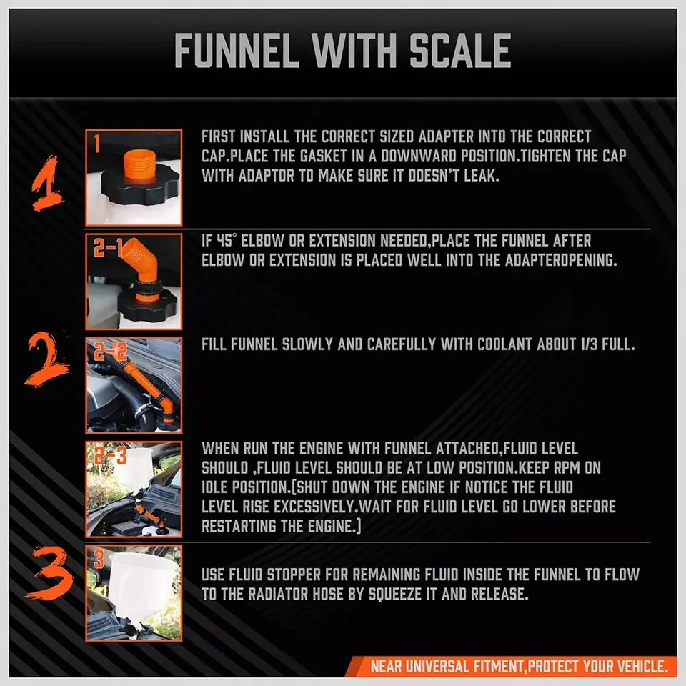 No-Spill Coolant Funnel Spill Kit | Radiator Refill Bleeder | Automotive & Industrial - Thumbnail 7