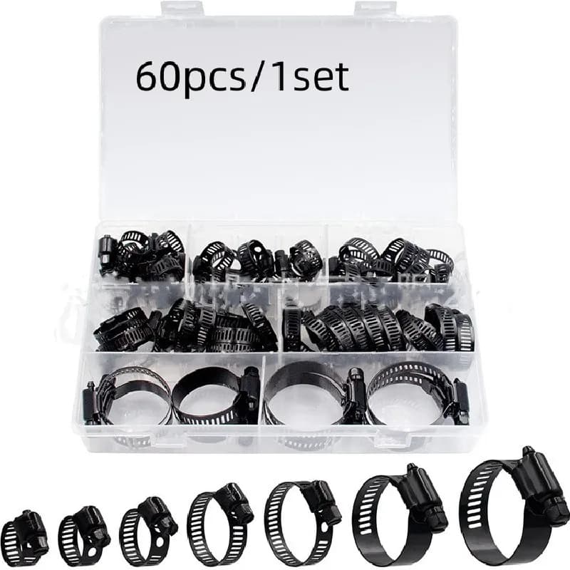 60pc Jubilee Clips Kit | Adjustable 6-38mm Stainless Steel | Worm Gear Hose Clamps - Thumbnail 3