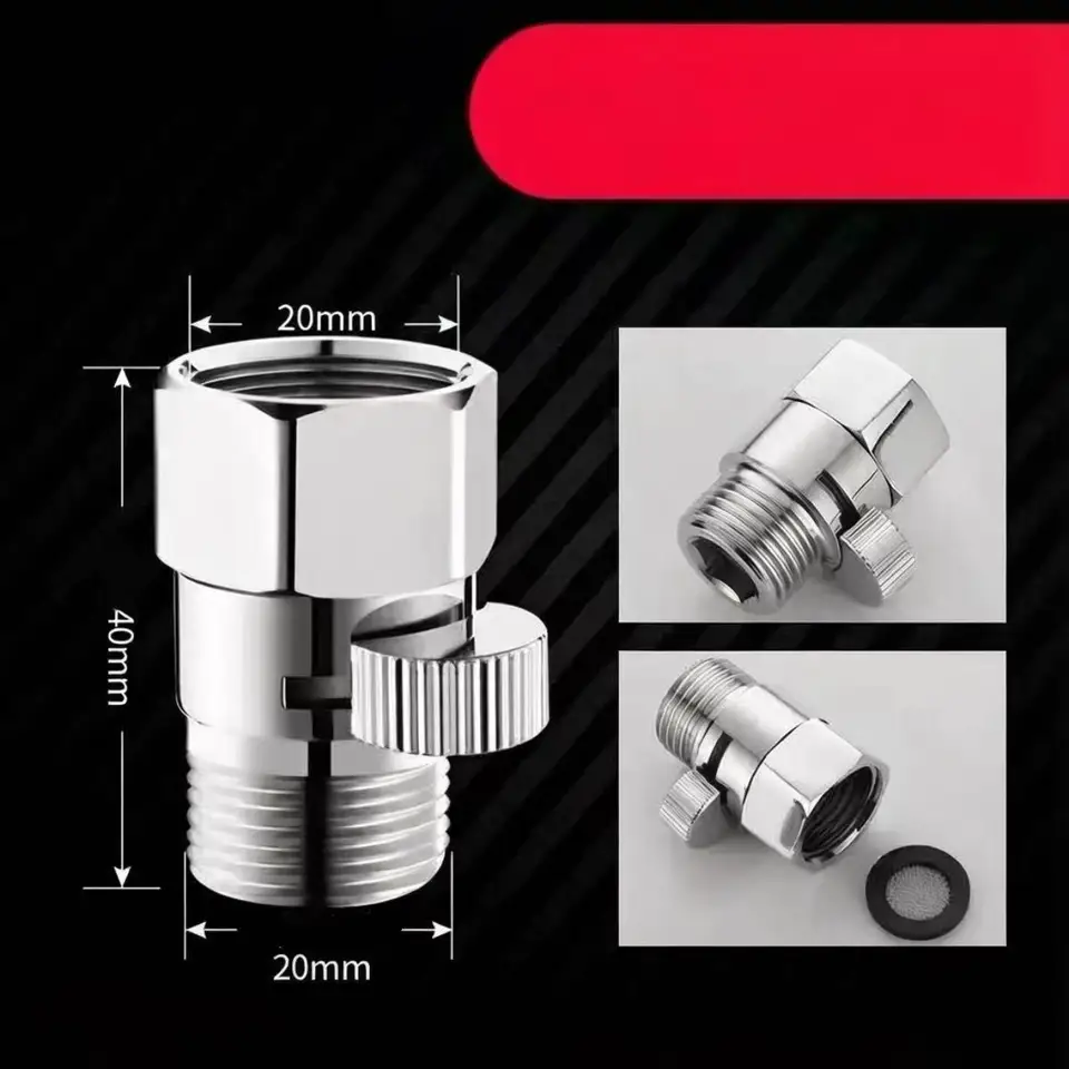 Brass Bathroom Shower Flow Control Valve | Straight Shut-off | Angle Tap Accessory - Thumbnail 5