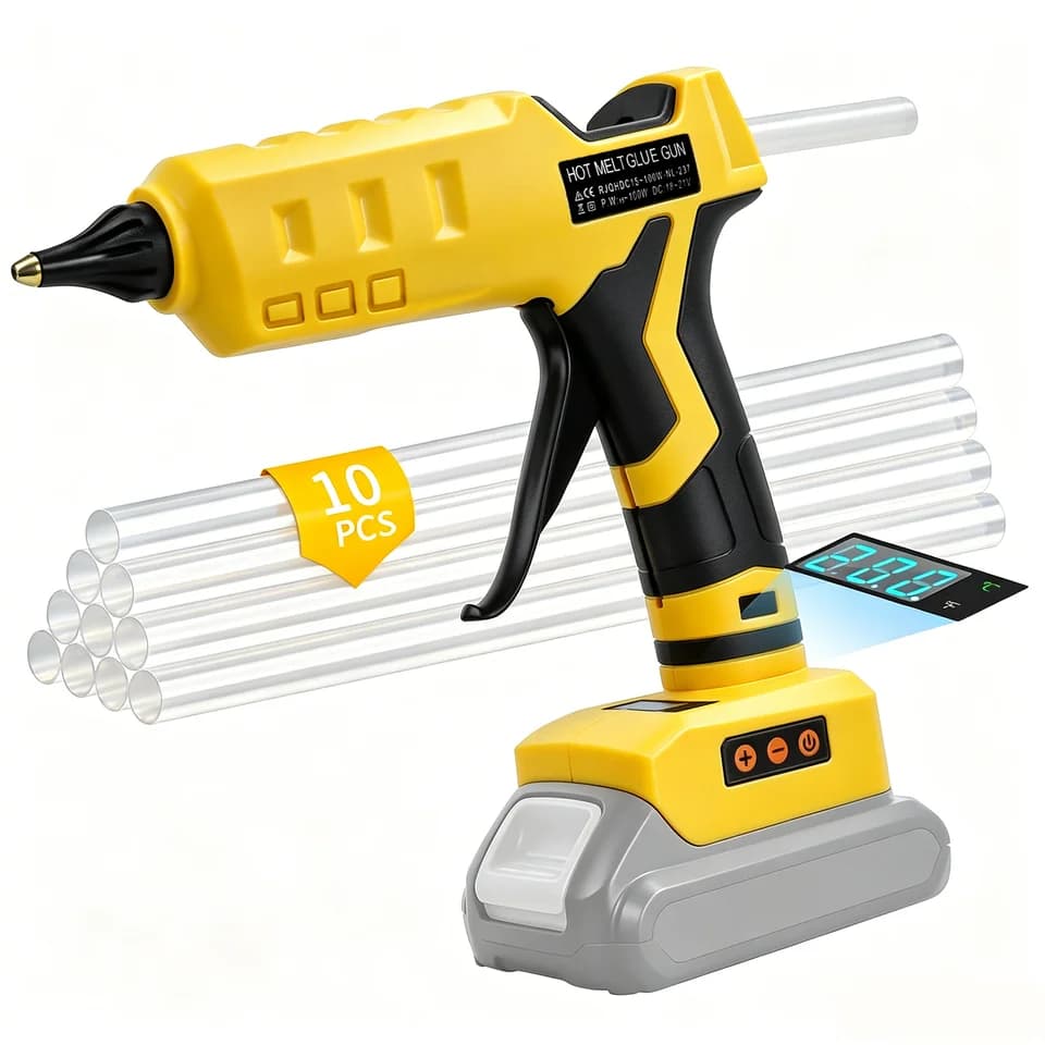 Adjustable Temp Glue Gun | For DeWalt 20V Battery | LCD Display 100-200°C - Thumbnail 3